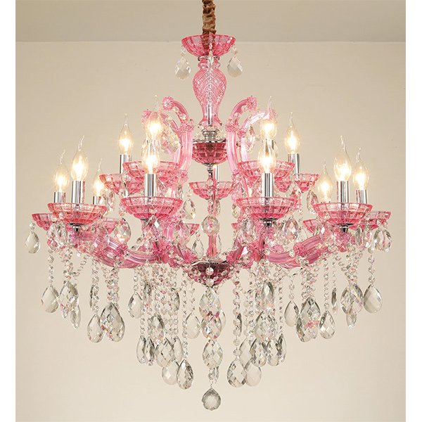 アンティークピンクSWAROVSKI受け皿シャンデリア風サンキャッチャー