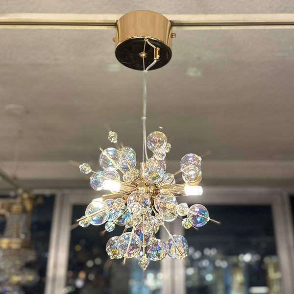 インテリア照明 バブルシャンデリア ガラスボール LED4灯 ゴールド