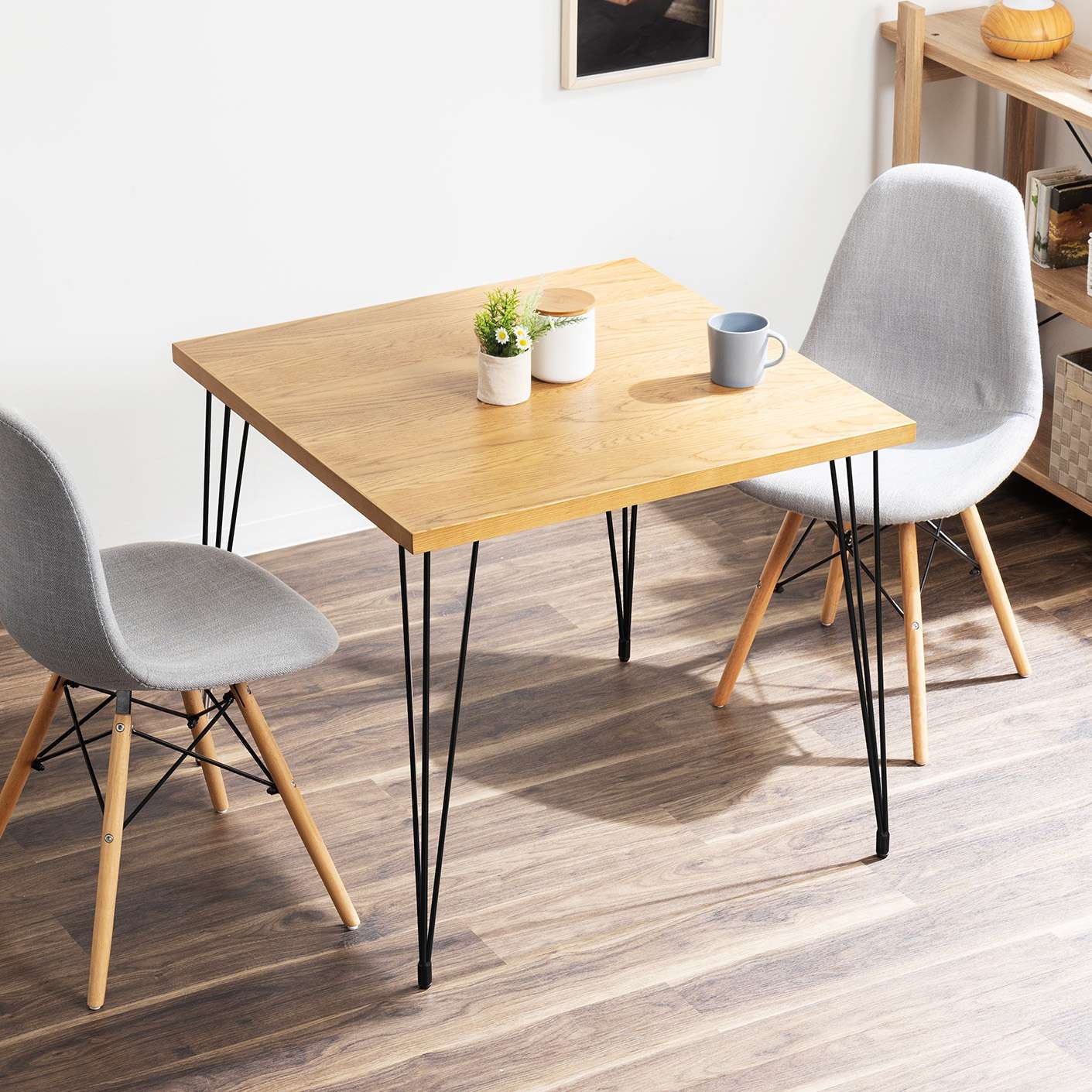 幅80］ ダイニングテーブル アイアン脚｜正方形 コンパクトテーブル