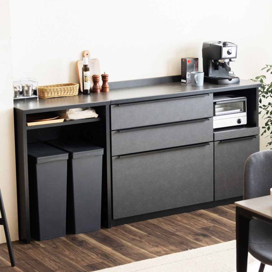 幅180］セラミック キッチンカウンター｜ゴミ箱収納 耐熱性天板 【公式