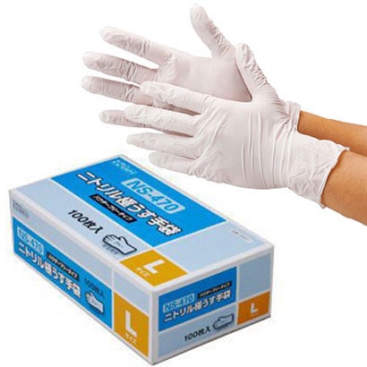 ニトリル極薄ゴム手袋 (粉無し・ホワイト・フリーサイズ) | 16.感染症