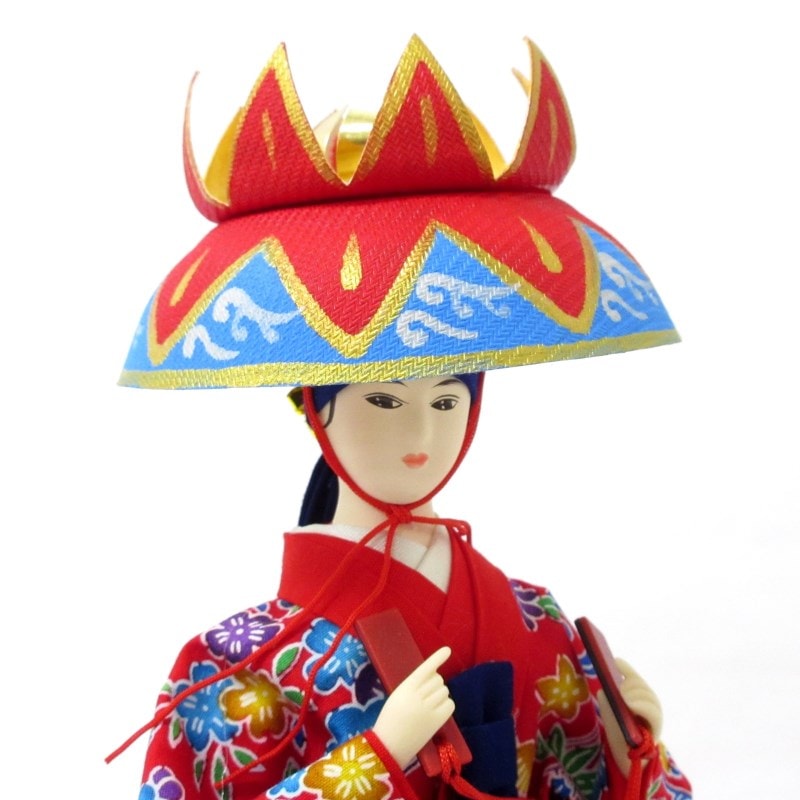 9インチ 日本人形 沖縄 琉球舞踊 レッド No.303-123 | 世界の価値ある