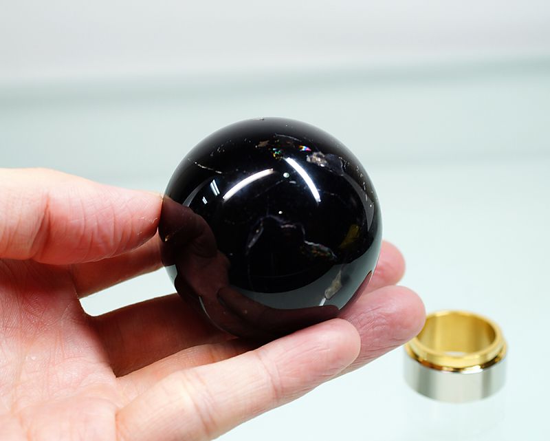 黒水晶（モリオン） 丸玉置物 50～55mm玉 （EARTHIST 台座付き）｜最