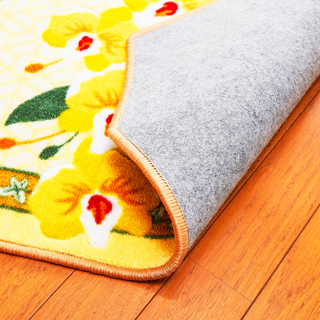 幸福の黄色い胡蝶蘭 八角玄関マット あがりかまち 30×120cm