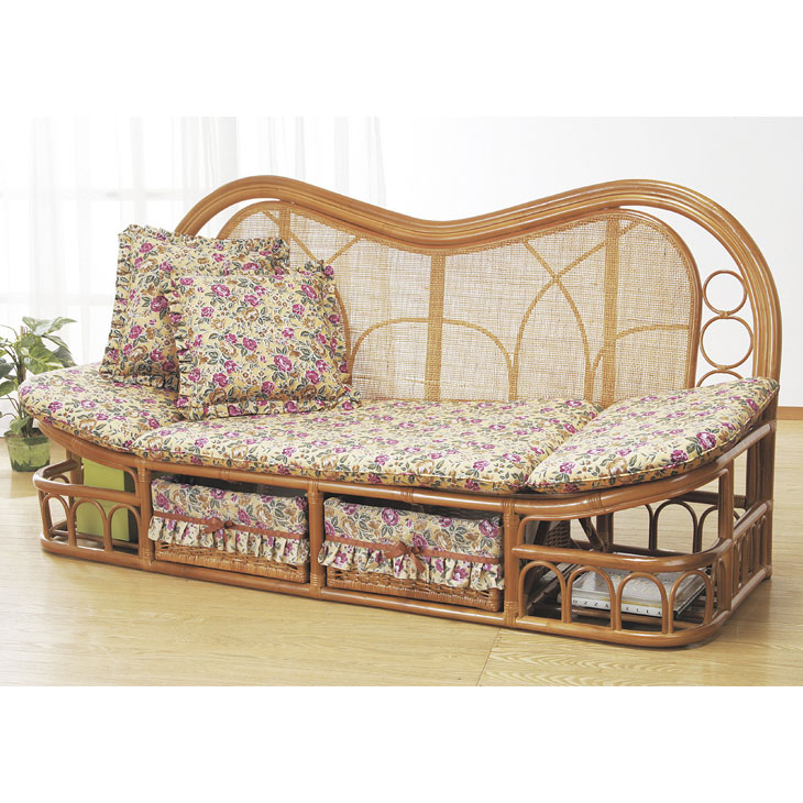 東京ラタン 天然籐 ハイバック カウチソファ 160cm幅｜ファミリー