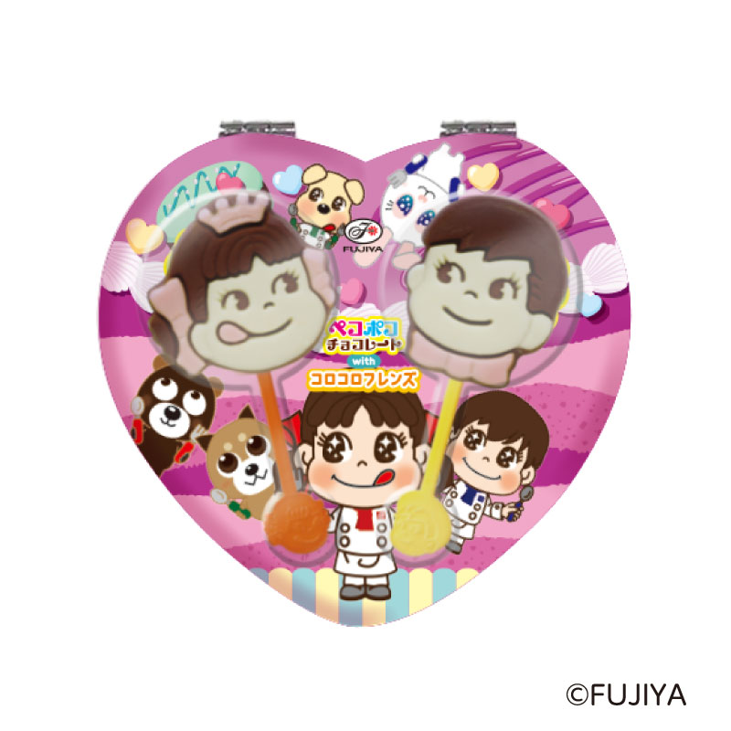 ほっぺちゃんでデコったコンパクトミラー ペコちゃん 窓型