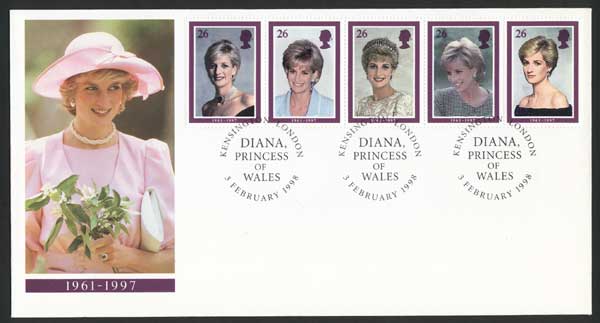 ダイアナ妃追悼 切手小型シート（初日カバー） イギリス発行 | 切手