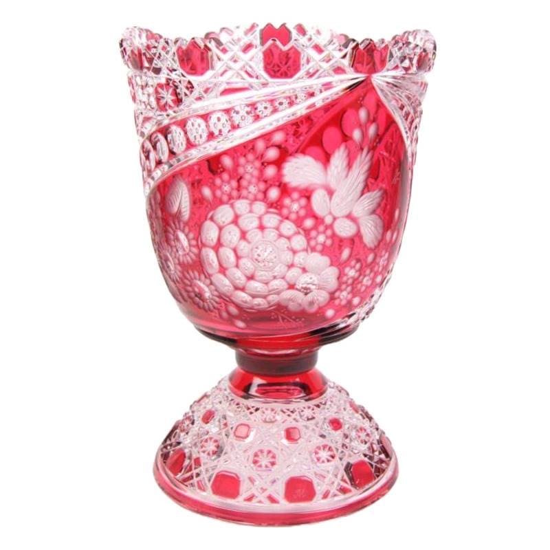 マイセンクリスタル ミスティックフラワー 色被せ花瓶 F2517/EO314/28B