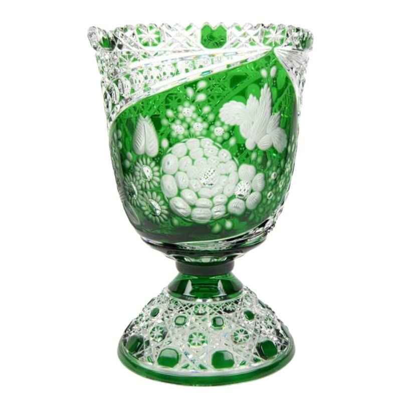 マイセンクリスタル ミスティックフラワー 色被せ花瓶 (ブルー) F504