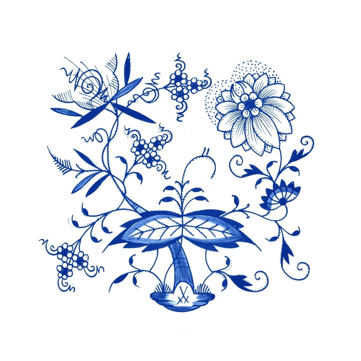 マイセン ブルーオニオン シェル型ディッシュ 800101/00261 | ブルー