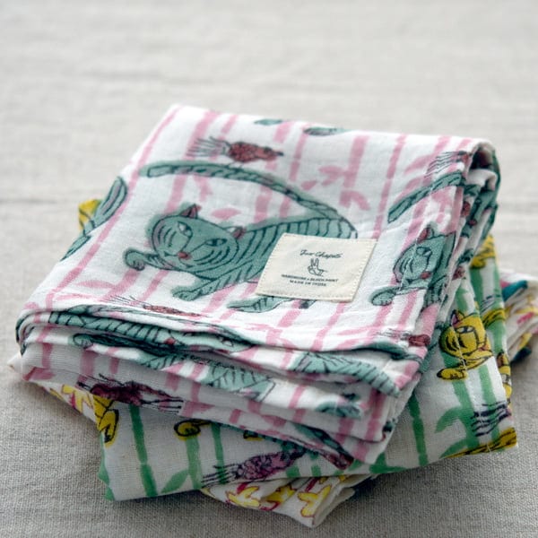 定番柄24種類＊TWO CHAPATI 大判ダブルガーゼハンカチ【ブロック