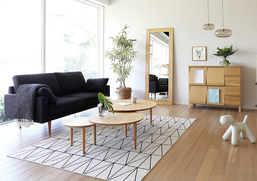 LEO SOFA 3人掛け ライトブルー オーク脚/ウォルナット脚