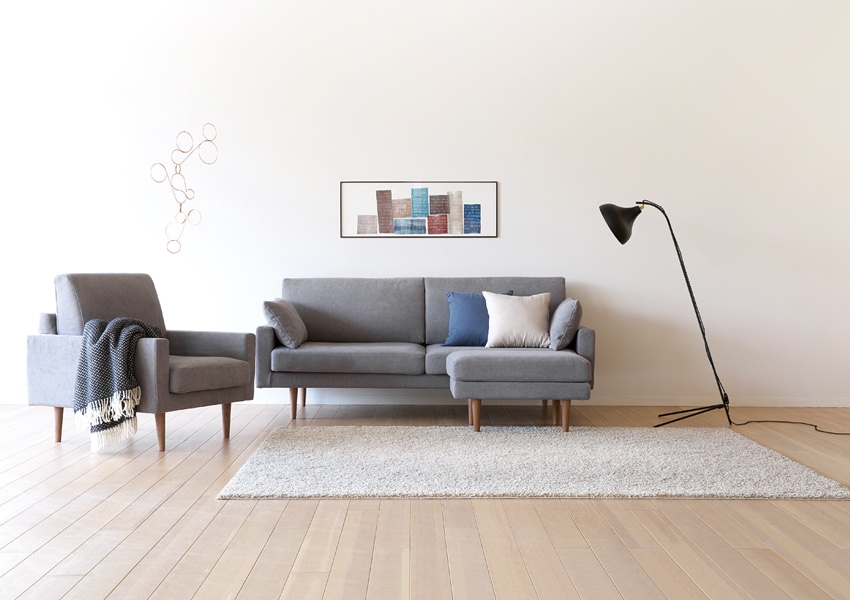 LEO SOFA 3人掛け ライトブルー オーク脚/ウォルナット脚