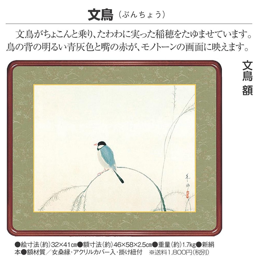 速水御舟 『文鳥』 高級額装 : アートの友社 速水御舟 『文鳥』 高級