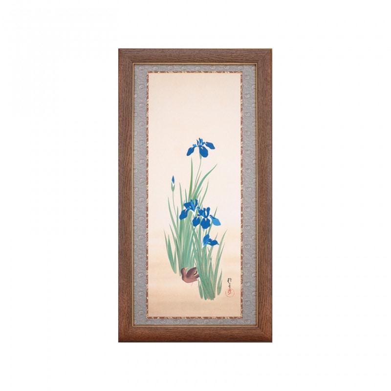 美品 掛け軸 酒井抱一筆 燕子花に水鳥図 二重箱 おもてなし 菖蒲 美品