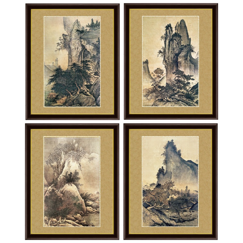 雪舟 四季山水図 額4点セット生誕600年記念 【ポイント5％還元中