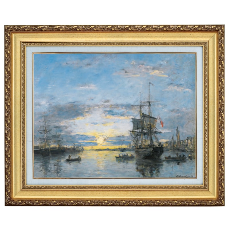 ブーダン 「ル・アーブル、夕日の港」 10号 立体複製名画 【5