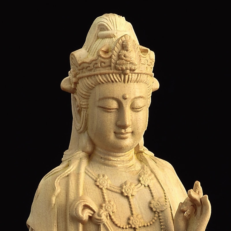 黄楊彫刻『観音菩薩』【ポイント5％還元中】 : アートの友社 黄楊彫刻