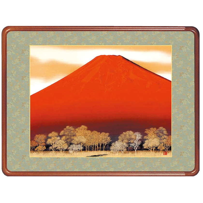 赤富士 浮田秋水 額装 日本画 美術品 絵画【ポイント5％還元中