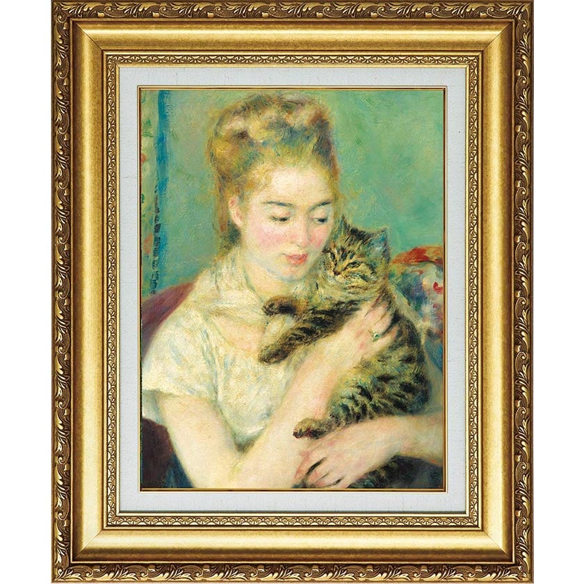 ルノワール 複製名画 「猫を抱く女性」 美術品 絵画 : アートの友社