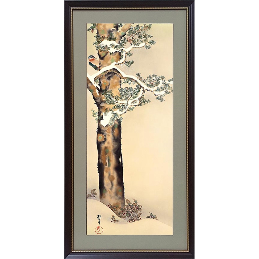 真作】掛軸 大矢黄鶴 花鳥図 日本美術院院友 逸品 P22 【公式通販】