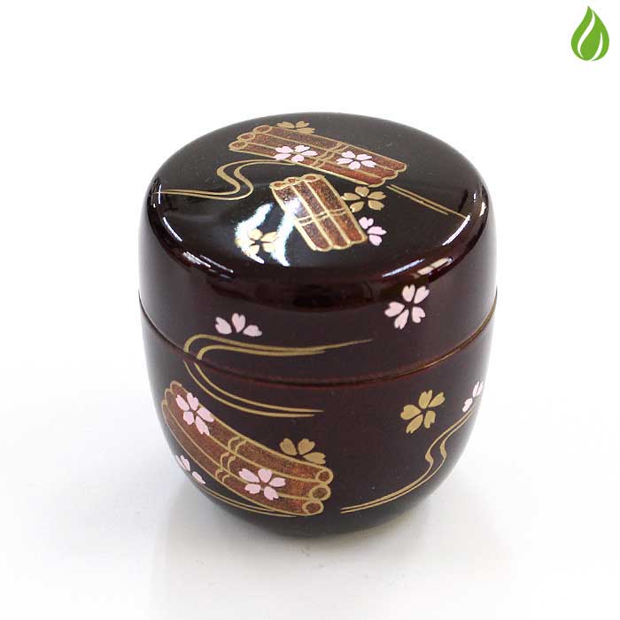 茶道具 棗 東雲 溜塗 中棗 花筏蒔絵 ( 内梨子地 )