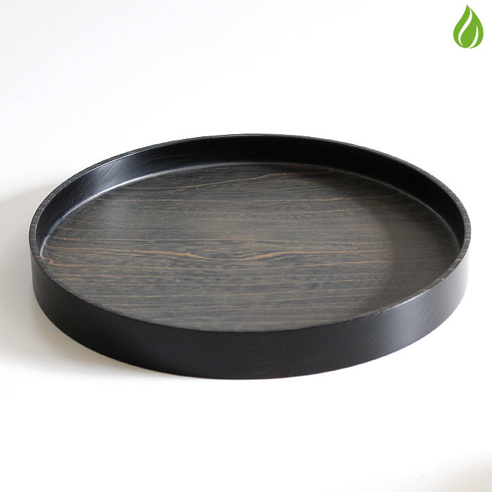 前田昌輝作 セン 鉄染白摺漆盆 φ27×H3cm