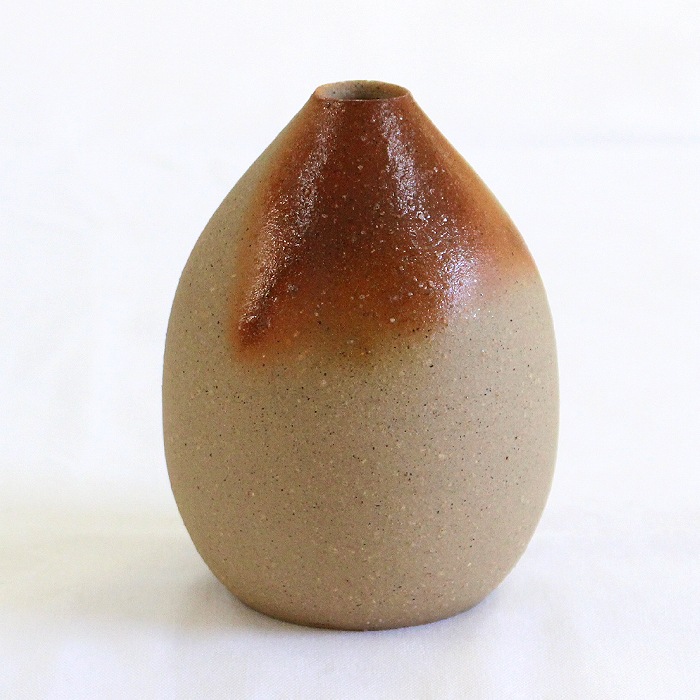 備前焼 花瓶 一輪挿し フラワーベース 丸 ヒダスキ 乗松美歩 不老窯
