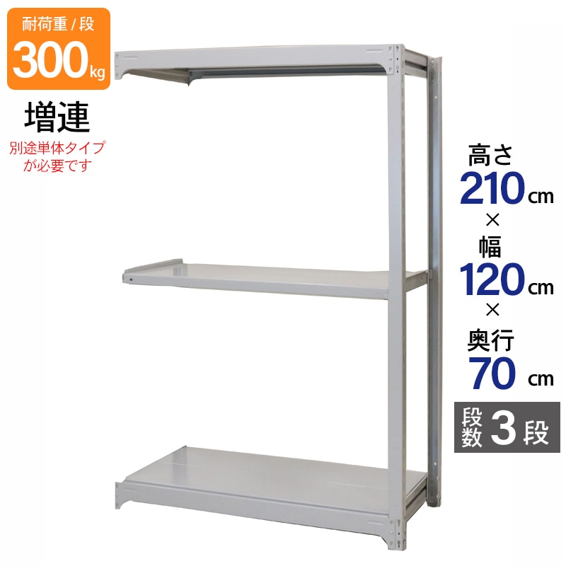 スチールラック 業務用 高さ210 幅120 奥行70cm 天地 3段 増連 中量