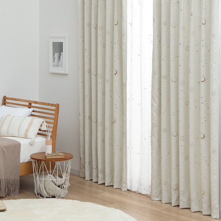 遮光カーテン 星柄 キラキラ カリーナ 幅150 × 丈90～240cm 1枚 子供