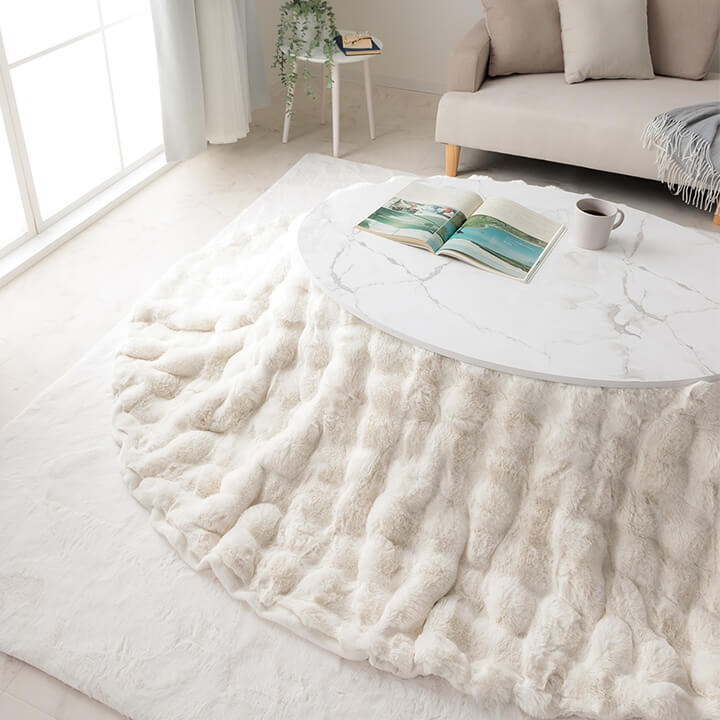 ふわとろこたつ布団 ラピアスプレミアム こたつ掛け毛布 円形 楕円形