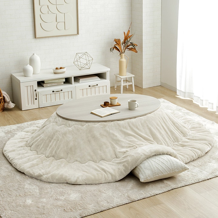 こたつ2点セット フラン 70×105cm楕円 こたつ布団 こたつ台 洗える