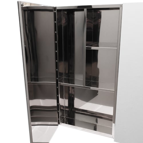 三面鏡 ミラーキャビネット 壁付け 収納 洗面所 ステンレス W750×D130