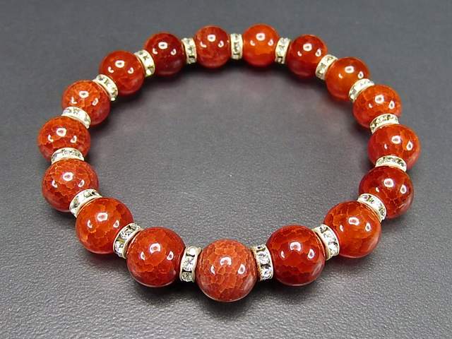 レッドドラゴンアゲート10mmロンデルブレスレット邪気払い天然石石街