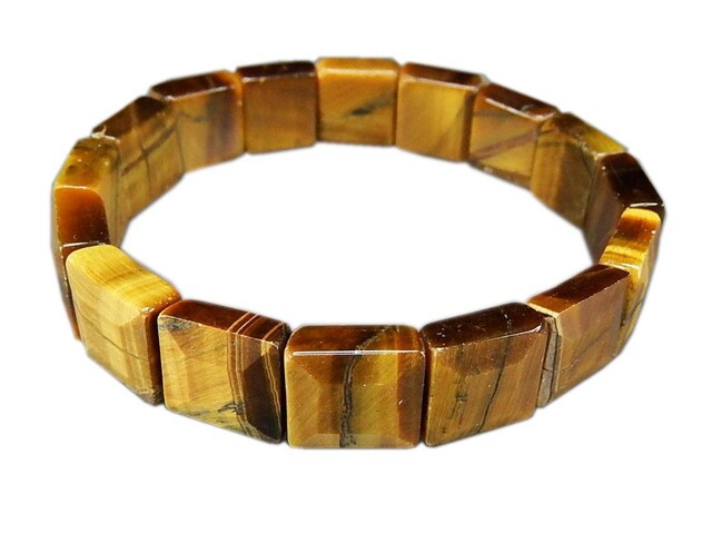 AAタイガーアイ四角カットバングルブレスレット天然石仕事運金運 | 石