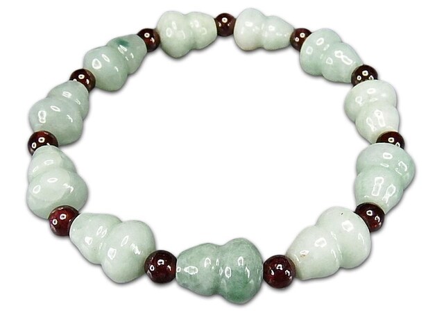 レア色合い良好良質天然石ひすい本翡翠瓢箪 ガーネットデザイン