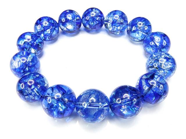 石街AAAブルークラック水晶超大約16mm天然石ブレスレット数珠 | 石種別