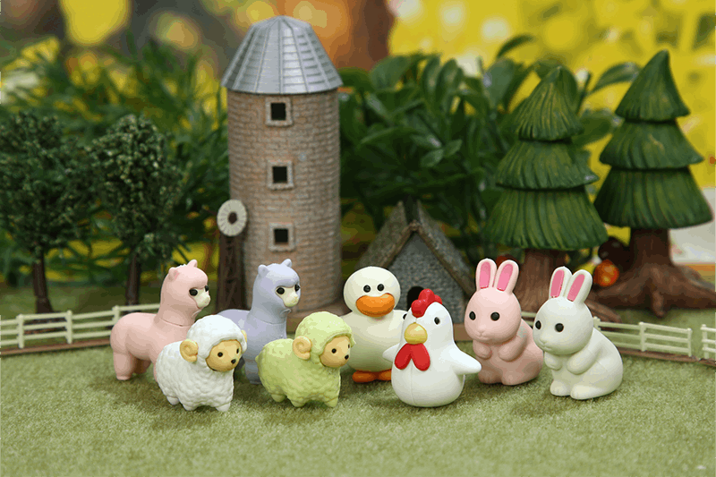 まきばの朝消しゴム［60個入］ | 60個セット,動物のなかま | おもしろ