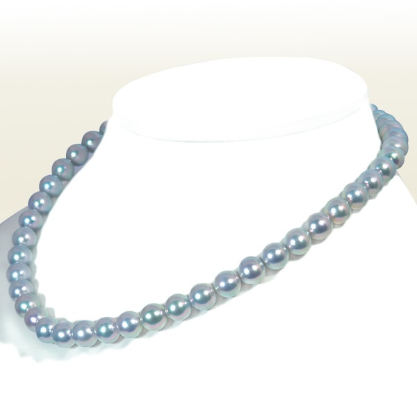 真多麻真珠 グレー系あこや真珠ネックレス＜8.5～9mm＞ 鑑別書付 N