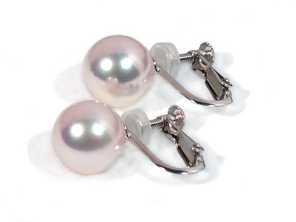あこや真珠イヤリング＜9.4mm＞ネジバネ式・K14WG E-4775 | 真珠