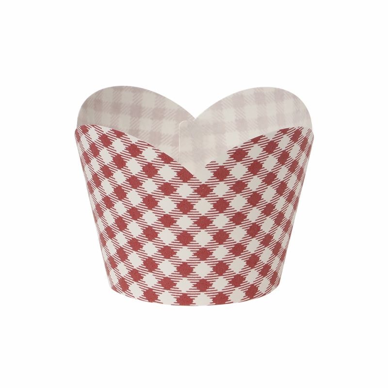 マフィンカップ ND-5 (55H) Sチェックワイン （100枚入） | マフィン