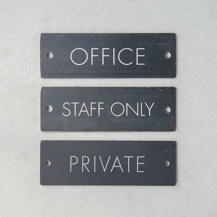 ネームサイン OFFICE／STAFF ONLY／PRIVATE（鉄） | 看板,サイン