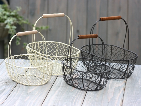 ハンドワイヤーバスケット◇アンティークブラウン Lサイズ