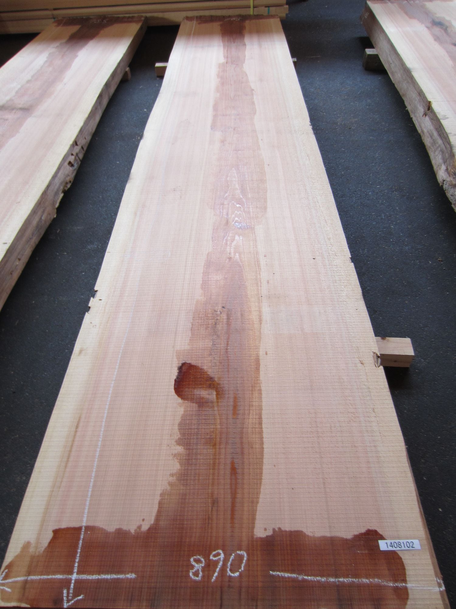 杉 一枚板 耳付板 4000×95×840mm 1408102｜無垢一枚板(カウンター