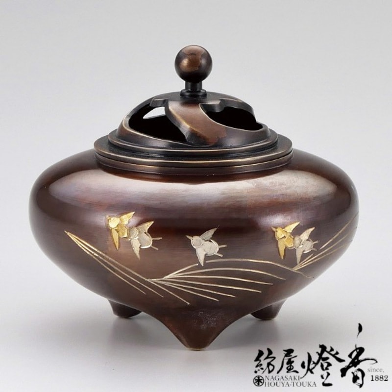 香炉/香器『高岡銅器【平型/波千鳥香炉】銅製・正晴作[空焚き用]』竹中