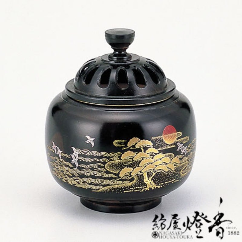 香炉/香器『高岡銅器【玉胴型香炉/日ノ出松/蒔絵】銅製[空焚き用