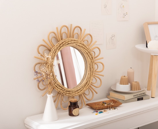 ラタンミラー（Cタイプ）｜鏡｜ミラー｜天然素材｜ラタン｜ウォール