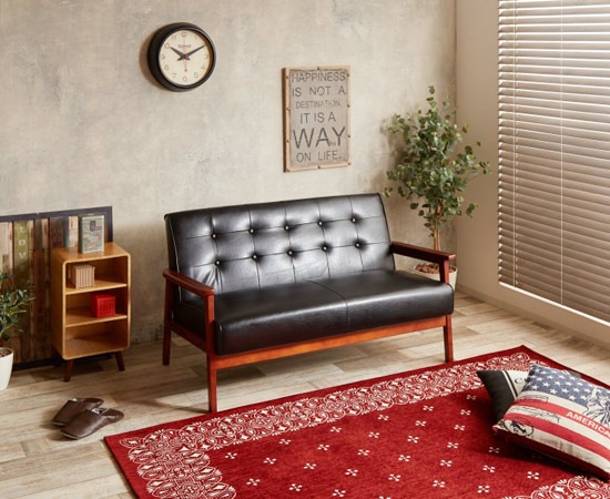 ニューレトロソファ（PVC・2人掛け）｜11212｜合成皮革｜レトロ｜高級