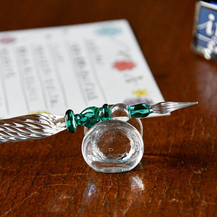 ガラスペン ひねり クリア/青緑 | 北一硝子 まごころお届け便