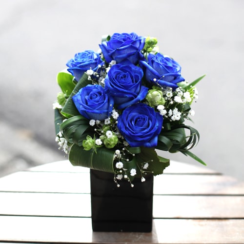 青いバラのミニアレンジメント | バラ・生花,青いバラ,フラワー